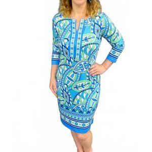 NEW TANGO MANGO 3/4 sleeveless spf dress in blue/green